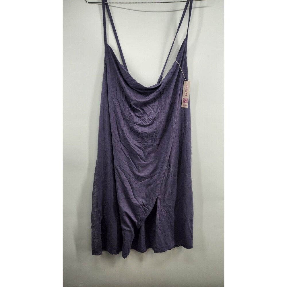 Adore Me Women's‎ XL Purple Monika Slip Dress NWT Cowl Neck Mesh